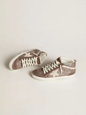 Women’s Mid Star in glitter with pearl suede star and brown suede inserts