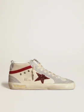 Women’s Mid Star in leather with glitter star and red nubuck flash