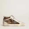 Women's Mid Star in leopard print pony skin with black star