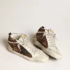 Women's Mid Star in leopard print pony skin with black star