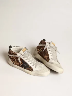 Women’s Mid Star in leopard print pony skin with black star