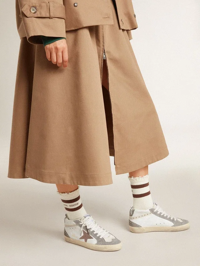 Women's Mid Star in nappa and suede with light brown metallic leather star