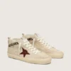Women’s Mid Star in pearl suede with burgundy leather star and pearl and embroidery inserts