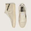 Women’s Mid Star in pearl suede with burgundy leather star and pearl and embroidery inserts