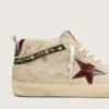 Women’s Mid Star in pearl suede with burgundy leather star and pearl and embroidery inserts