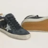 Women's Mid Star in petrol-blue suede with silver glitter star and cotton flash
