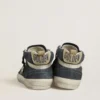 Women's Mid Star in petrol-blue suede with silver glitter star and cotton flash