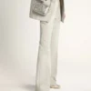 Women's Mid Star in silver laminated leather with dove gray star