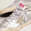 Women's Mid Star in silver laminated leather with dove gray star