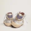 Women's Mid Star in silver laminated leather with dove gray star