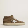 Women's Mid Star in tobacco suede with fringing and studs