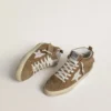 Women's Mid Star in tobacco suede with fringing and studs