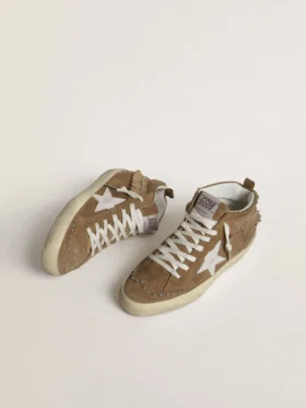 Women’s Mid Star in tobacco suede with fringing and studs