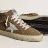 Women's Mid Star in tobacco suede with fringing and studs