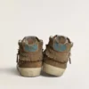 Women's Mid Star in tobacco suede with fringing and studs