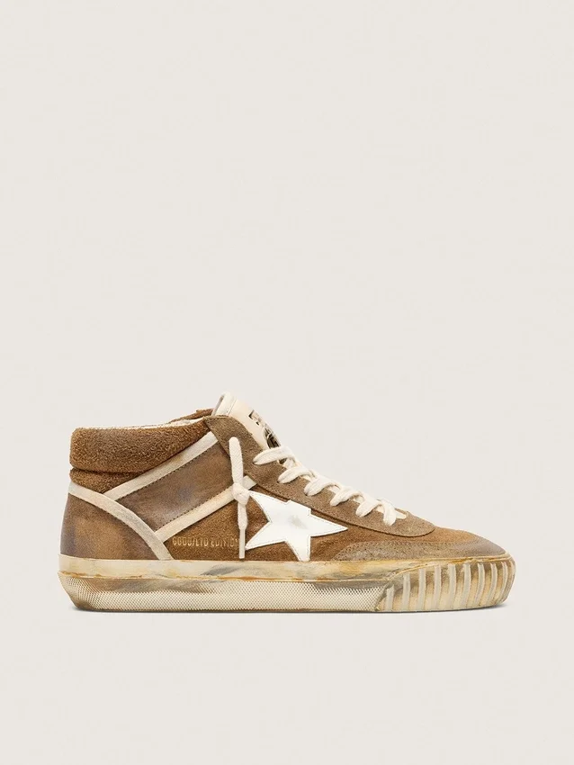 Women's Mid Star LAB in rust-colored suede with a white leather star