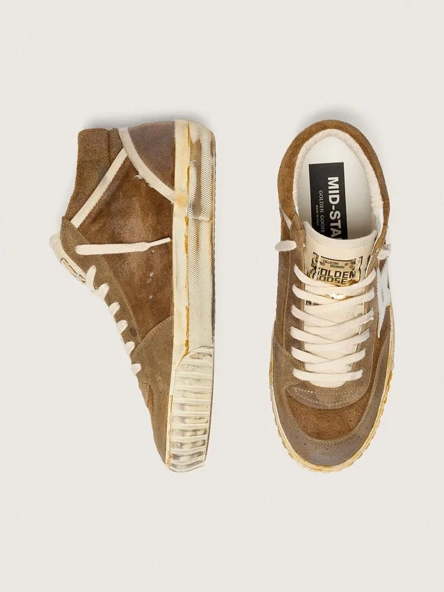 Women's Mid Star LAB in rust-colored suede with a white leather star