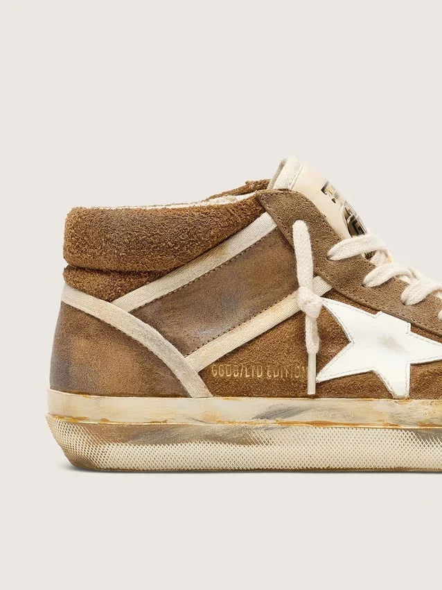 Women's Mid Star LAB in rust-colored suede with a white leather star