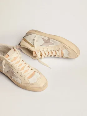 Women’s Mid Star with star in light gray suede and gold flash