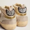 Women's Mid Star with star in light gray suede and gold flash