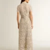 Women's midi dress in cream-colored see-through lace