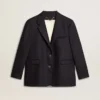 Women's midnight blue wool single-breasted blazer