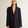 Women's midnight blue wool single-breasted blazer
