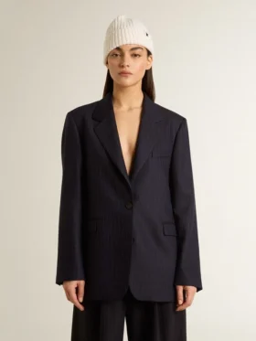 Women’s midnight blue wool single-breasted blazer
