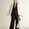 Women's midnight blue wool single-breasted blazer