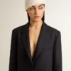 Women's midnight blue wool single-breasted blazer