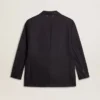 Women's midnight blue wool single-breasted blazer