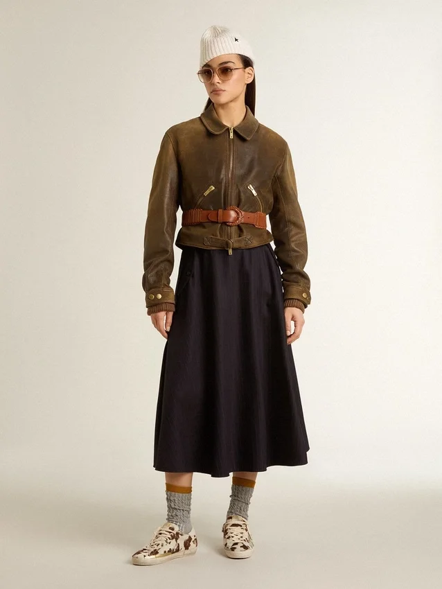 Women’s midnight blue wool skirt
