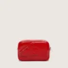 Women's Mini Star Bag in red painted leather with tone-on-tone star