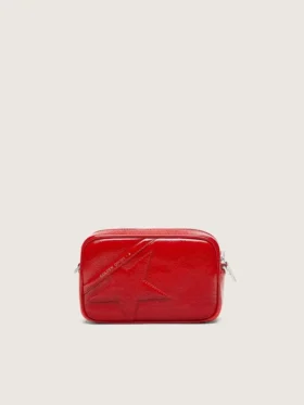 Women's Mini Star Bag in red painted leather with tone-on-tone star