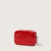 Women's Mini Star Bag in red painted leather with tone-on-tone star