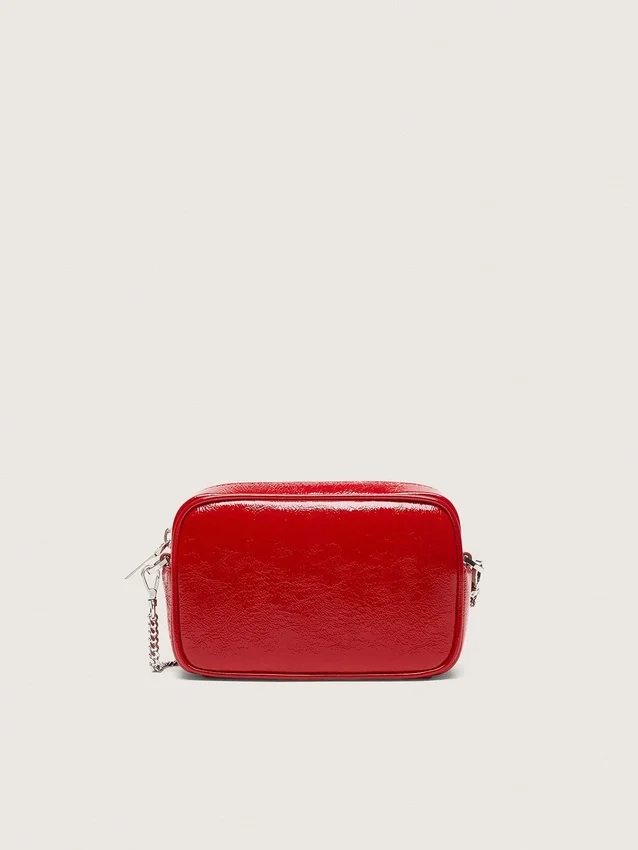 Women's Mini Star Bag in red painted leather with tone-on-tone star