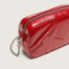 Women's Mini Star Bag in red painted leather with tone-on-tone star
