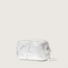 Women's Mini Star Bag in silver laminated leather with tone-on-tone star
