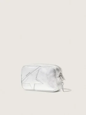 Women’s Mini Star Bag in silver laminated leather with tone-on-tone star