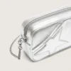 Women's Mini Star Bag in silver laminated leather with tone-on-tone star