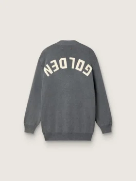 Women’s mélange gray cotton cardigan with logo on the back