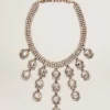 Women's necklace in antique gold color with drop crystals