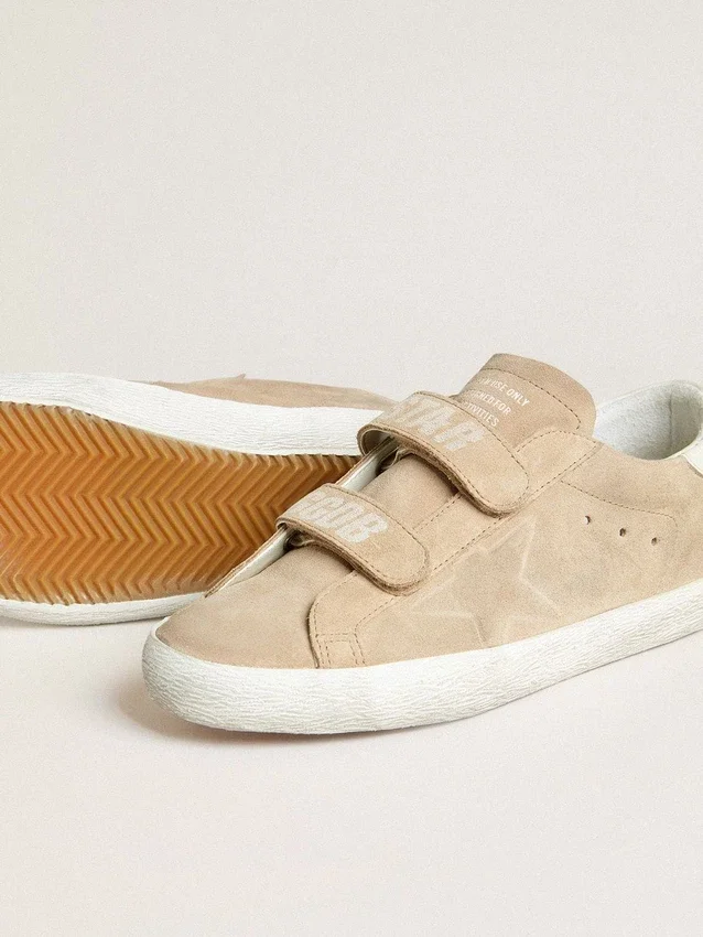 Women’s Old School in beige suede with white leather heel tab
