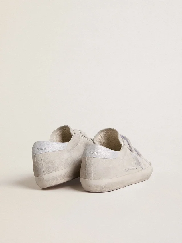 Women's Old School in light gray suede with a leather star with micro-glitter