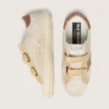 Women’s Old School in pearl suede with brick-red leather star and raffia strap