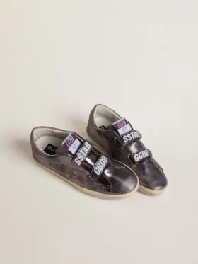 Women’s Old School in purple laminated leather with lilac nubuck star and heel tab