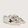 Women’s Old School in white leather with black leather star and snake-print inserts