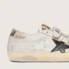 Women’s Old School in white leather with black leather star and snake-print inserts