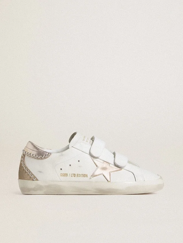 Women’s Old School LTD with rose gold metallic leather star and heel tab