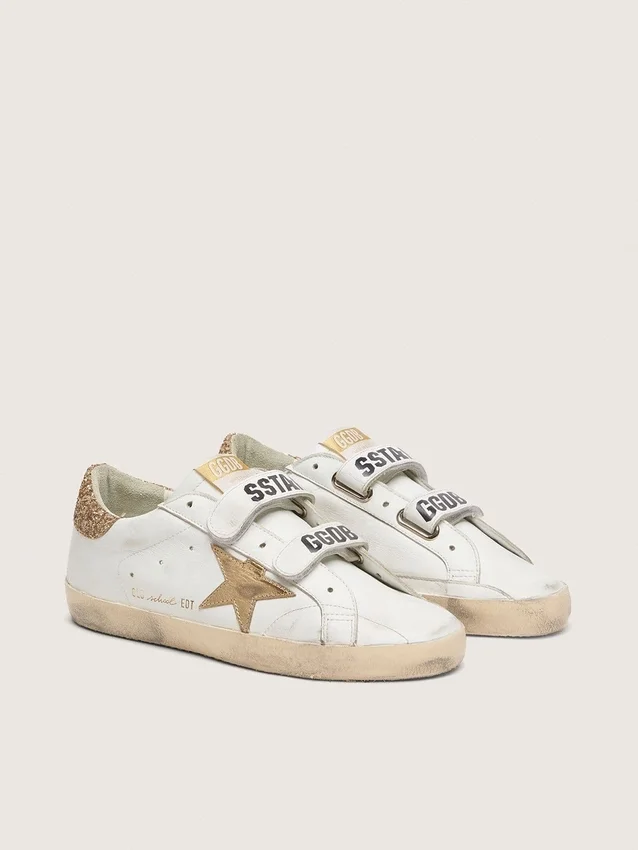 Women's Old School with gold star in laminated leather